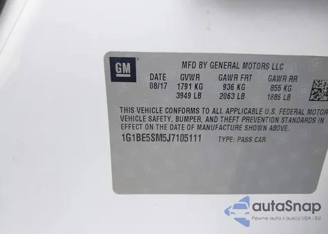 2018 Chevrolet Cruze Lt Auto from USA, damaged, VIN 1G1BE5SM5J7105111